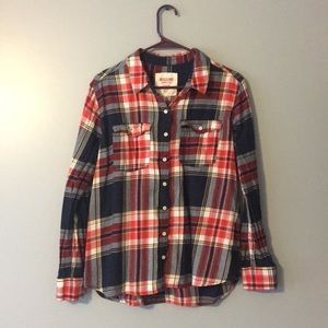 Red, navy, yellow, and white flannel